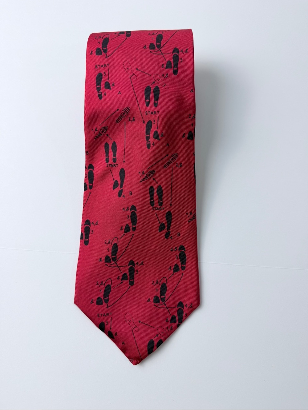 Vintage Barry Vells Haute Stuff Dancing Silk Necktie Red Black Dance Steps USA